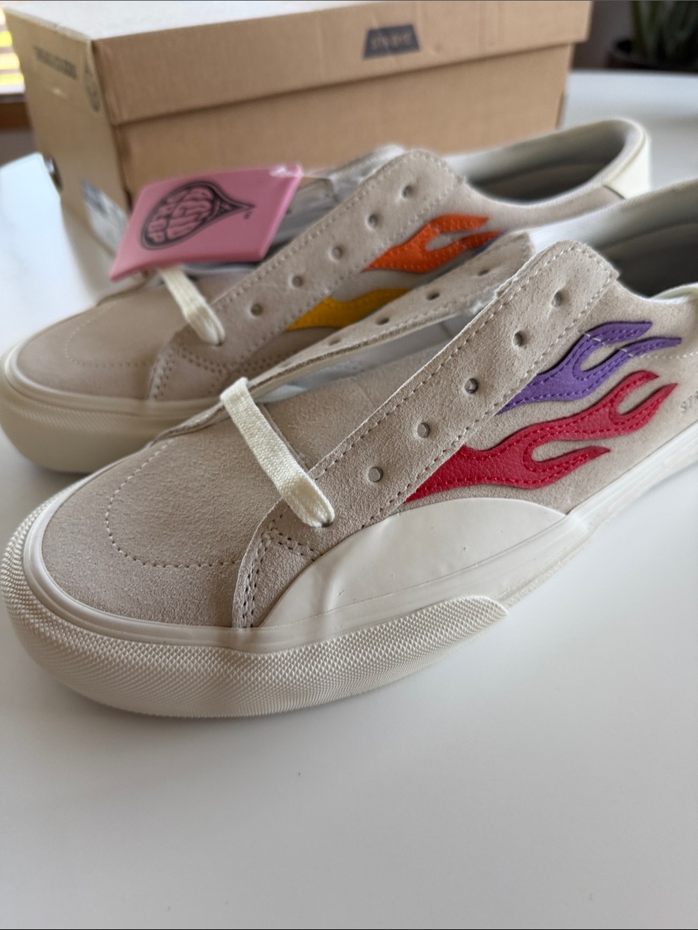 Straye Logan / Cream Suede Rainbow Sneakers 11 men/ 12.5 women